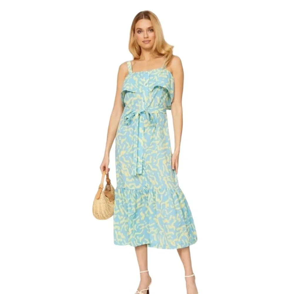 Derek Lam Collective Women's Midi Dress Scribble in Blue Size EU 38 US 2-4
